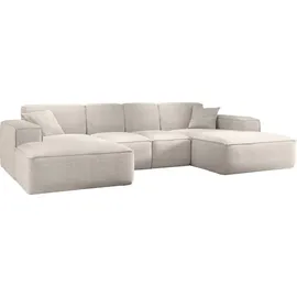 kaiser möbel Ecksofa, Eckcouch U form, Wohnzimmer Couch Large 342cm SIENA stoff Poso Beige - Creme