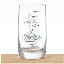 Bow & Hummingbird Longdrinkglas Kristallglas U-Boot, Kristallglas blau|weiß