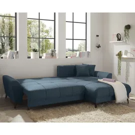 ed-lifestyle polstermöbel Bern Ecksofa 281 x 189 cm, mit Schlaffunktion und Bettkasten Blau
