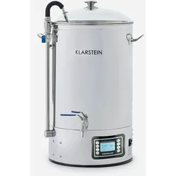 Klarstein Mundschenk Maischekessel, Bierbrauanlage, 2500 W, 30 l, 9 Programme Silber-Metallic