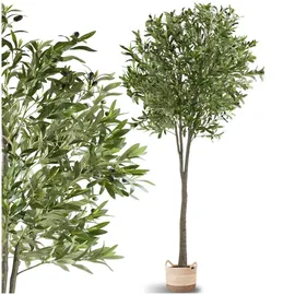 Tectake Künstlicher Olivenbaum Oleand, realistische Textur - 210 cm,