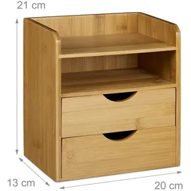 Relaxdays Schreibtisch-Organizer 22,2 x 21,1 x 14,4 cm 2-tlg. braun