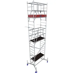 Arbeitsgerüst KRAUSE "ClimTec System", grau (aluminiumfarben), B:145cm H:600cm L:195cm, Aluminium, Gerüste, Komplettgerüst, inkl. 1 Aufstockung, 2 Aufstockung und Fahrrollensatz