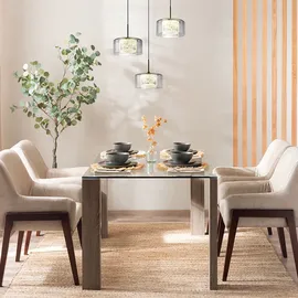 GLOBO Pendellampe Hängelampe Esstischleuchte schwarz Rauchglas 3 flammig led h 150 cm