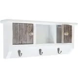 Hegele - Schlüsselbrett HHG-461, Schlüsselkasten Schlüsselboard mit Türen, Massiv-Holz MVG-zertifiziert shabby braun-weiß