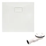 bad land Duschwanne 80x80x3,2 Verbundwerkstoff Steinoptik, Ablauf