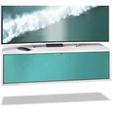 Vladon Lowboard Movie (TV-Kommode, mit 4 offenen Fächern und Zierleisten), Weiß Hochglanz Holzwerkstoff, cm) Wohnzimmer, Wohnwände, Lowboards, Lowboards stehend