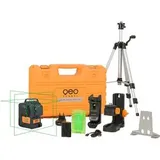 geo-FENNEL FLG 6X-GREEN Kreuzlinienlaser Set 3x360°, selbstnivellierend, mit Koffer, Akku und Stativ