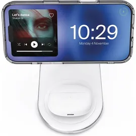 PURO 2in1 Mag Station Kabellose Ladestation für Handy und Kopfhörer - Weiß