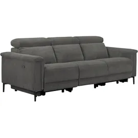 OTTO home 3-Sitzer OTTO HOME "LUND Cord, B. 222cm, manuelle/elektrische Relaxfunktion in 2 Sitzen", grau (anthrazit), B:222cm H:97cm T:100cm, 100% Polyester, Sofas, USB-C bei elektrischer Ausführung, Kopfteilverstellung