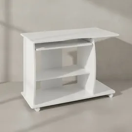 KADIMA DESIGN Computertisch GRASSE rollbar 90 x 71 x 50 cm mit Tastaturauszug, Laptop Tisch auf feststellbaren Rollen, PC-Tisch mit Drucker-Ablage