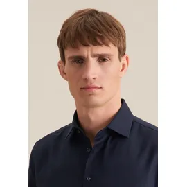 Seidensticker "Schwarze Rose", Herren, Gr. XL44, normale Ärmellängen, blau (dunkelblau), 100% Baumwolle, unifarben, tailored fit, 2-Knopf-Manschette, Hemden, Shaped 1/1 Kentkragen Uni