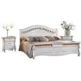 JVmoebel Schlafzimmer-Set Schlafzimmer 3 tlg. Set Bett 2x Nachttisch Konsole Doppel Hotel, Made in Europa weiß
