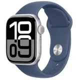 Apple Watch Series 10 GPS 42 mm Aluminiumgehäuse silber Sportarmband denim S/M