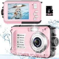 Unterwasserkamera wasserdichte Kamera 10FT 1080P Full HD 30MP Unterwasserkamera Kinder 16X Digitalzoom Anti Shake Digitalkamera (Rosa)