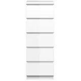 VCM ebuy24 Kommode schmal 5 Schubladen weiss hochglanz.
