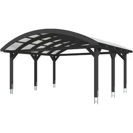 SKANHOLZ Doppelcarport Bogendach 6,35 x 5,41 m anthrazit inkl. Pfostenanker
