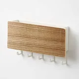 Schlüsselschrank, Hölzerner Briefhalter Und Haken Für Schlüsselbox, Wandmontierter Schlüsselhalter Aus Porenfreiem Holz, 5 Holzhaken Mit 5 Kunststoffhaken, Kombinationsclip