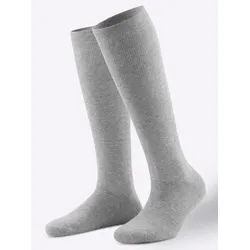 Kompressionsstrümpfe WÄSCHEPUR, Damen, Gr. 2/39, grau (grau, meliert), 60% Baumwolle, 28% Polyamid, 12% Elasthan, Socken
