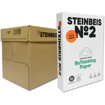 Steinbeis No. 2 Druckerpapier – 2500 (5 x 500) Blatt DIN A4 Recycling-Papier 80 g/m2, Weiß & Chlorfrei, hochwertiges Kopierpapier ISO 80 / CIE 85