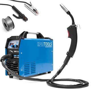 IPOTOOLS MIG-160ER Inverter Schweißgerät MIG MAG - Schutzgas Schweissgerät mit 160 Ampere auch FLUX/Fülldraht und Elektroden geeignet/E-Hand/Digitalanzeige/IGBT / 230V / 7 Jahre Garantie