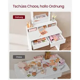 VASAGLE Schminktisch weiß rechteckig, Wangen-Gestell weiß, 80,0 x 40,0 x 145,0 cm