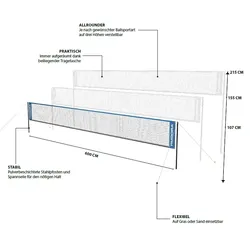 Hudora Netz Tennis/Badminton/Federball/Volleyball höhenverstellbar - Breite 6 Meter