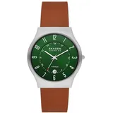 Skagen Herrenuhr Sundby Quarz/3-Zeiger Datum Uhrwerk 40 mm Gehäusegröße mit Lederarmband SKW6908