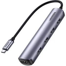 UGREEN USB-C to 4*USB 3.0+HDMI Hub - Grau