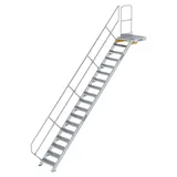 Günzburger MUNK Treppe mit Plattform 45° Stufenbreite 600 mm 18 Stufen Aluminium geriffelt