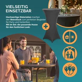 CASARIA Casaria® Stehtisch klappbar mit Husse 80cm Rund Hoch Stabil Metall Pulverbeschichtet Hochtisch Bistrotisch Grau