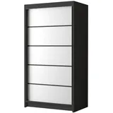 silape Sofnet Schwebetürenschrank, Schwarz, Weiß, Holzwerkstoff, Rechteckig, 100x200x58 cm Schlafzimmer, Kleiderschränke, Schwebetürenschränke