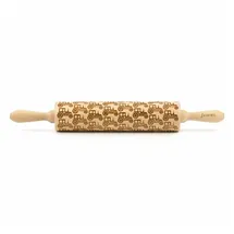 Folkroll Teigrolle Traktor, groß, 43 cm, Nudelholz, Prägerolle, Muster, Motiv, Rolle, Buchenholz, 332764