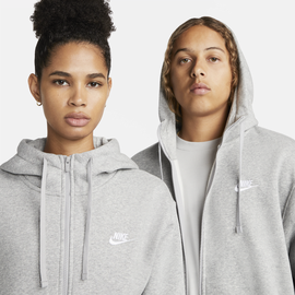 Nike Sportswear Club Fleece Men's Full-Zip Hoodie NSW Fz Bb, Dk Grey Heather/Matte Silver/W, S