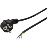 Logilink Strom Anschlusskabel [1x Schutzkontakt-Winkelstecker - 1x offene Kabelenden] 1.50 m Schwarz