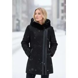 Hollert German Leather Fashion Lammfellmantel - KATE - Größe: S | Farbe: Schwarz - Schwarz - S