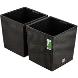 2X Blumentopf Blumenkübel Rattan-Optik 64L mit Einsatz