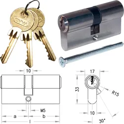 Doppelzylinder S-Profil / Nickel matt -  62 / 31 / 31
