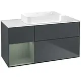 Villeroy & Boch Finion Waschtischunterschrank F701GMHG 120x60,3x50,1cm, Regal links Olive Matt Lacquer, Midnight Blue Matt Lacquer