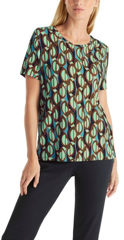 Marc Cain T-Shirt "Collection Graphic Booster" Premium Damenmode T-Shirt mit grafischem Muster grün 7 (46)