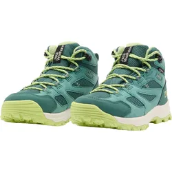 Wanderschuh JACK WOLFSKIN "VOJO TOUR TEXAPORE MID K", Gr. 35, grün (jade grün), sportlich, Schuhe, Wasserdicht