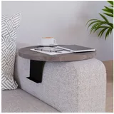 [en.casa] Sofatablett Kuleskyd verstellbar Armlehnentablett rund Ø34 cm Couchablage Couchtablett Sofalehnentisch Sofaablage Marmoroptik, grau
