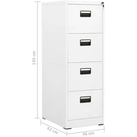 vidaXL Aktenschrank 46 x 62 x 133 cm weiß