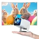 Hauskit Mini Beamer, 270° Drehbar Tragbarer Projektor, 4k Unterstützt 1080P Kurzdistanzprojektor mit Android 11.0, WiFi & Bluetooth 5.2, Smart Home Projektor, Weiß
