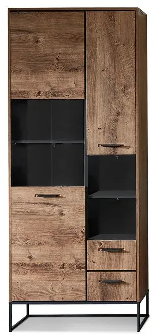 Wohnconcept Vitrine Manhattan Holzoptik Braun Eiche