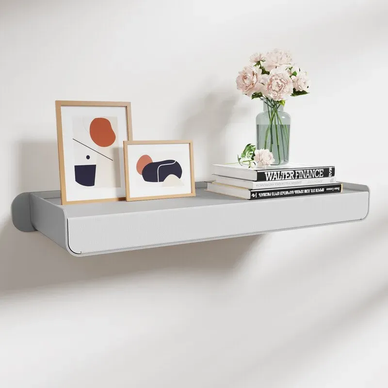 KAPANOU Graue Einbaubregenwand aus robustem Aluminium, Bücherregal für Wohnzimmer, Schlafzimmer, Badezimmer und Küche, moderne Metall-Überbaubregenwand für Wanddeko, Neu-Jahr-Angebot, Top-Geschenkideen