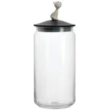 Alessi AMMI22 B MiòJar, Behälter für Katzenfutter aus Glas mit Deckel aus thermoplastischem Harz, schwarz