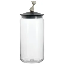 Alessi AMMI22 B MiòJar, Behälter für Katzenfutter aus Glas mit Deckel aus thermoplastischem Harz, schwarz