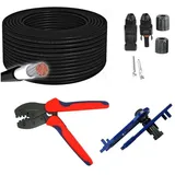 ARLI Solaranlage 50m Solarkabel 6 mm2 H1Z2Z2-K + Crimzange + 10 Paar Solarstecker, (50m, 1-St., Kabel), Solar Kabel Werkzeug Set