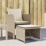 Torana - Gartenstuhl mit Fußhocker Beige Poly Rattan